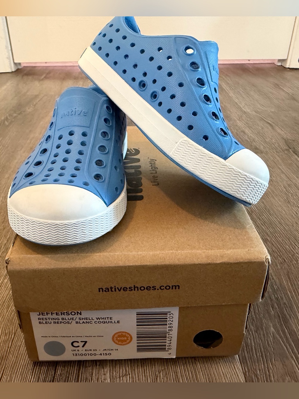 Toddler Boy Native shoes- size 7, Resting Blue shade